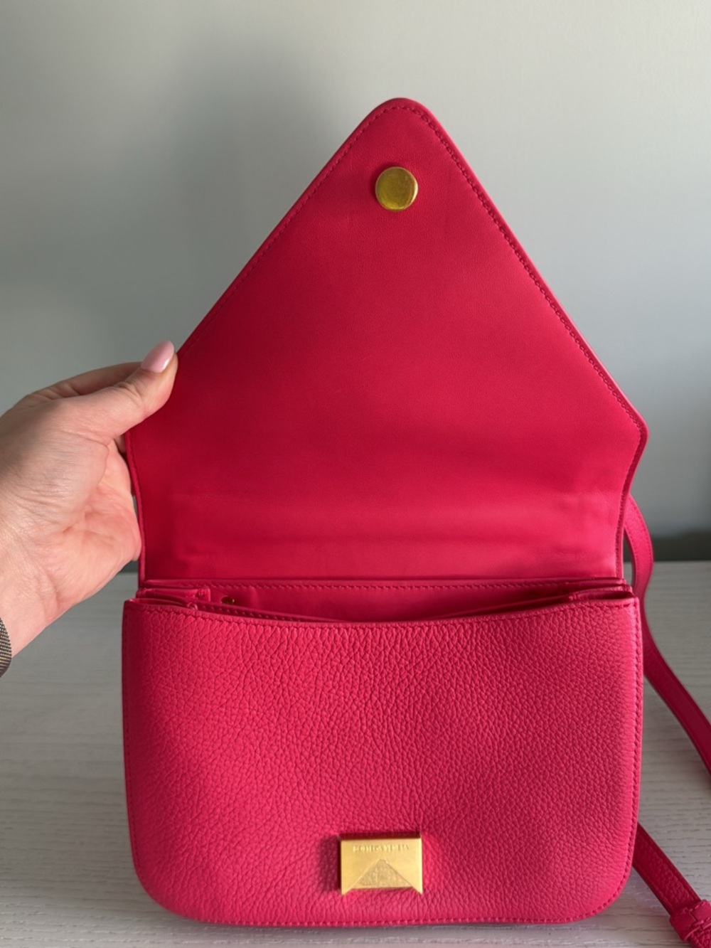 Bottega Veneta Hot Pink Mount Envelope Bag with Gold Chain - Picture 3 of 10